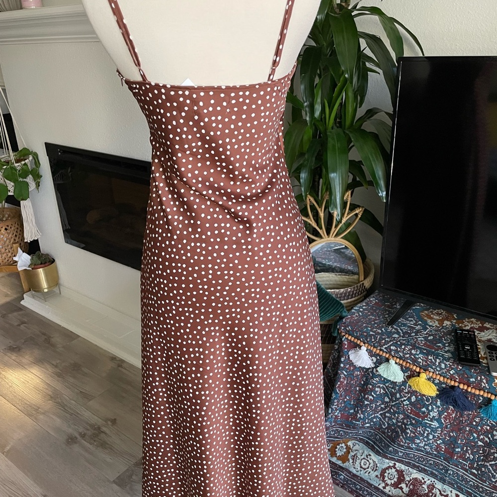 Urban Outfitters brown and white polka dot midi NWT SZ S - Picture 7 of 16